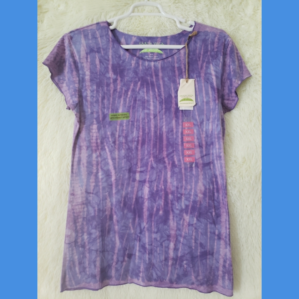 NWT XXL EARTH YOGA TOP AFRICAN VIOLET